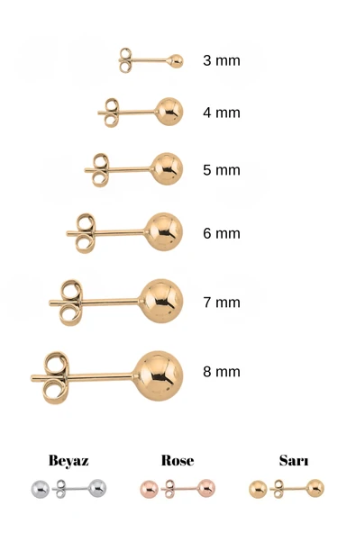 14 Ayar Altın Top Küpe - Resim 8