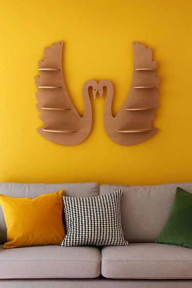 Özka Hobi Ahşap özka hobi dekoratif kuğu raf(40 x 24) ürün görseli 1