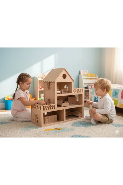 Özka Hobi Ahşap ÖZKA HOBBY TOYS BARBİ EVİ 1 ADET BOYA VE FIRÇA HEDİYELİ ürün görseli 1