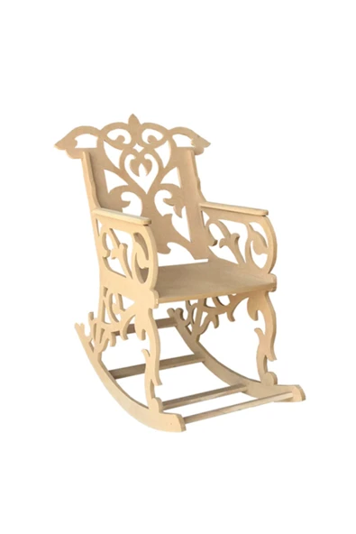 Özka Hobi Ahşap Ahşap Ham Mdf Dekoratif Orta Boy Sallanan Sandalye - 85x53x85 ürün görseli 1