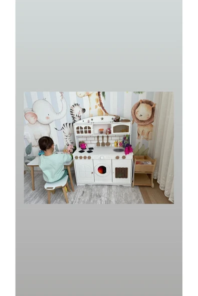Özka Hobi Ahşap özka hobi hazeranlı beyaz mutfak seti ürün görseli 1