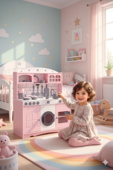 Özka Hobi Ahşap özka wood toys pembe tencere ve tava setli ürün görseli 1