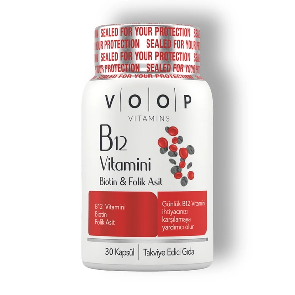 B12 Vitamini - Biotin&Folik Asit Cilt, Saç, Tırnak ve Beyin Sağlığı Destekleyici 60 Bitkisel Kapsül. ürün görseli 1