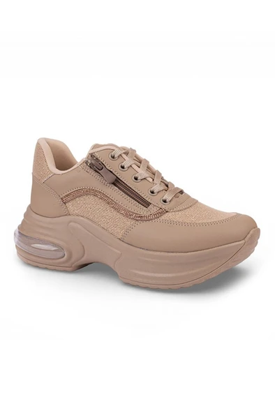 Modalendo 1511-26 Cilt Deri Simli Şeritli Anatomik Bağcıklı Kadın Sneaker ürün görseli 1