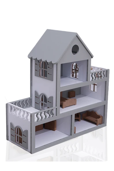 Özka Hobi Ahşap Özka Boyalı Barbie Evi( Ham Aksesuarlı) ürün görseli 1