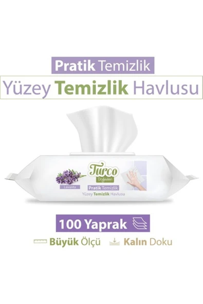 Baby Turco Turco Doğadan Pratik Yüzey Temizlik Havlusu Lavanta 100 Yaprak ürün görseli 1