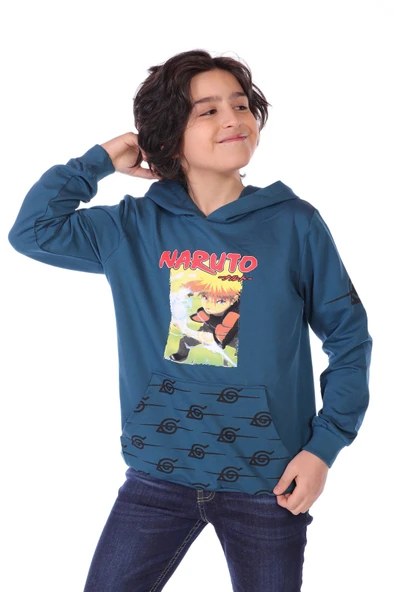 Toontoy Erkek Çocuk Relax Fit Kapüşonlu Cepli Baskılı Sweatshirt - 2 İplik ürün görseli 1