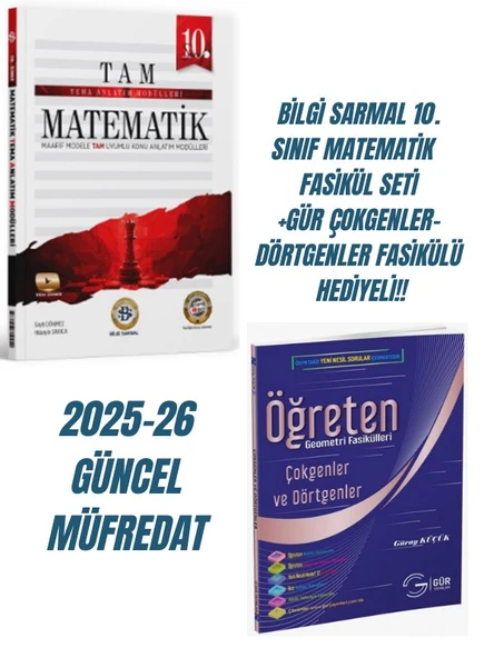 Bilgi Sarmal 10. Sınıf Matematik Fasikül Seti, Çokgenler-Dörtgenler Fasikülü Hediyeli, 2025-26 ürün görseli 1