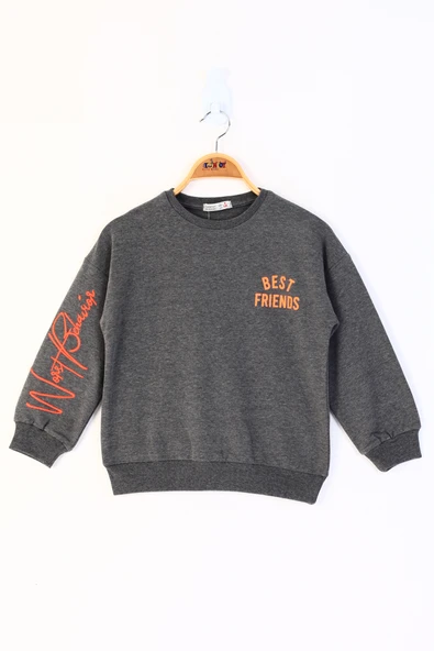 Toontoy Kız Çocuk Relax Fit Bisiklet Yaka Baskılı Sweatshirt - 2 İplik ürün görseli 1