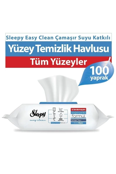 Sleepy Easy Clean Çamaşır Suyu Katkılı Yüzey Temizlik Havlusu&Mendili 100 Yaprak ürün görseli 1