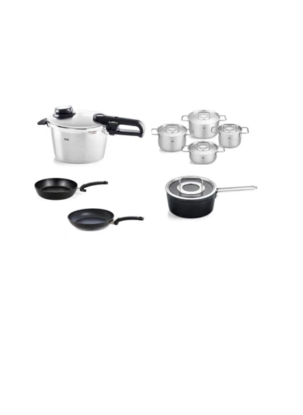 Fissler Vitavit Premium 4,5Lt Düdüklü Tencere ve İndiksiyon Tabanlı Çelik Kapaklı Tencere Tava Seti ürün görseli 1