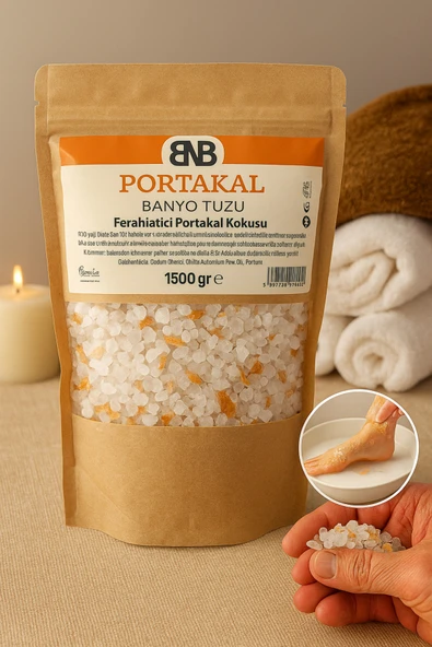 BNB Portakal Kokulu Banyo Tuzu 1500 Gr – Ferahlatıcı Pedikür ve Spa Bakım Tuzu ürün görseli 1