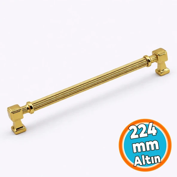 Mobilya Çekmece Mutfak Dolabı Dolap Kapak Kulpları Kulbu Altın Çizgi Metal Kulp 224 mm 22.4 cm ürün görseli 1