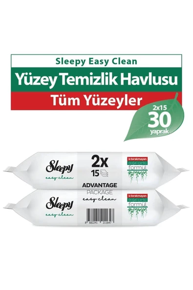 Sleepy Easy Clean Yüzey Temizlik Havlusu&mendili Seyahat Boy 2x15 (30 YAPRAK) ürün görseli 1