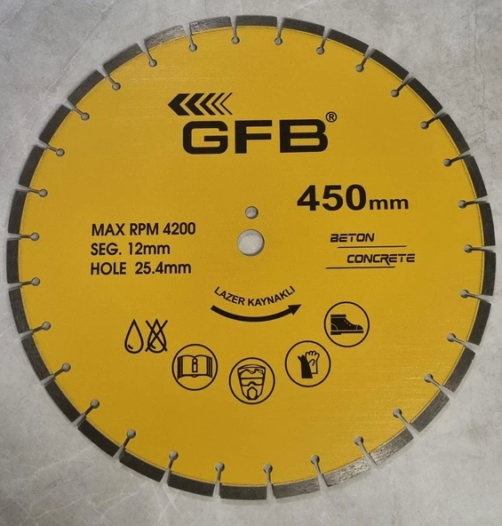 GFB 2371 Elmas Testere Beton Kesme Diski 450 mm Profesyonel Kesim Diski ürün görseli 1