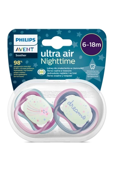 AVENT ULTRA AİR NIGHTTIME 6-18 AY KIZ EMZİK SCF376/14 ürün görseli 1