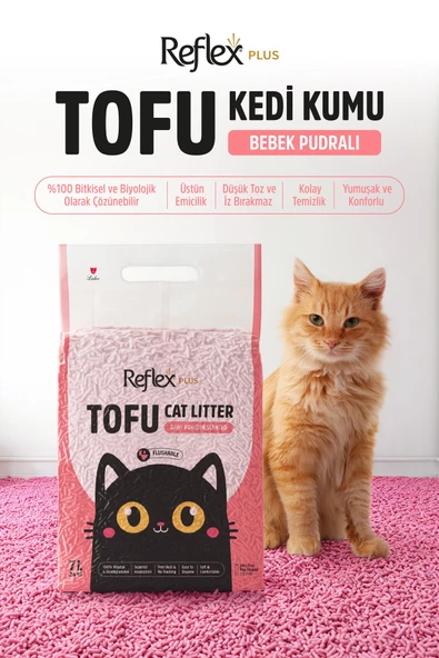 Reflex Plus Bebek Pudrası Kokulu Tofu Kedi Kumu 7L ürün görseli 1