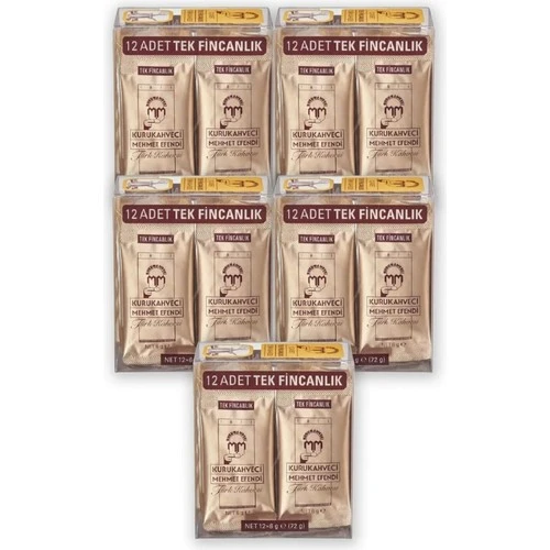Kuru kahveci Mehmet Efendi Türk Kahvesi Tek Fincanlık 12x6 Gr X5 Paket (5 Paket içerisinde 60 Adet) ürün görseli 1