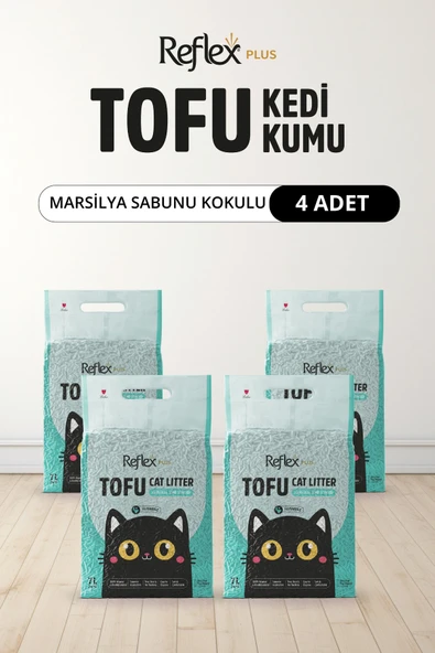 Reflex Plus Marsilya Sabunu Kokulu Tofu Kedi Kumu 7L x 4 Adet ürün görseli 1