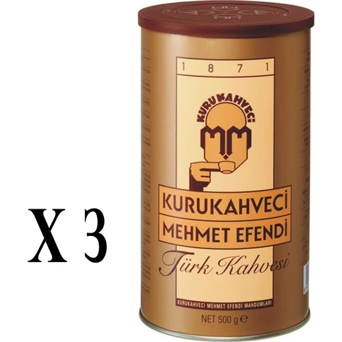 Kurukahveci Mehmet Efendi Türk Kahvesi 500 G Teneke Ambalaj X 3 Adet 8690627023500 ürün görseli 1