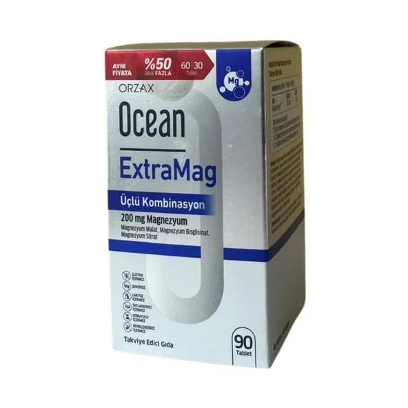 Ocean Extramag Üçlü Kombinasyon 200 Mg Magnezyum 60+30 Tablet ürün görseli 1