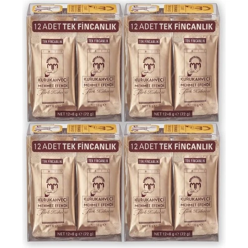 Kurukahveci Mehmet Efendi Tek Fincan Türk Kahvesi 12 X 6 gr 4 Paket ürün görseli 1