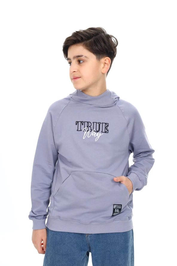 Toontoy Erkek Çocuk Relax Fit Kapüşonlu Cepli Reglan Kol Baskılı Sweatshirt - 2 İplik ürün görseli 1