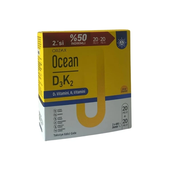 Ocean D3 Vitamin, K2 Vitamin 20 ml + 20 ml Oral Damla ürün görseli 1