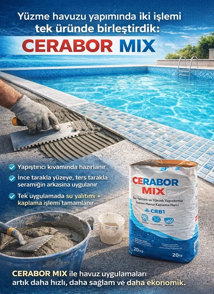 Cerabor Mix CRB1 Su Yalıtımlı Havuz Kaplama Harcı ürün görseli 1