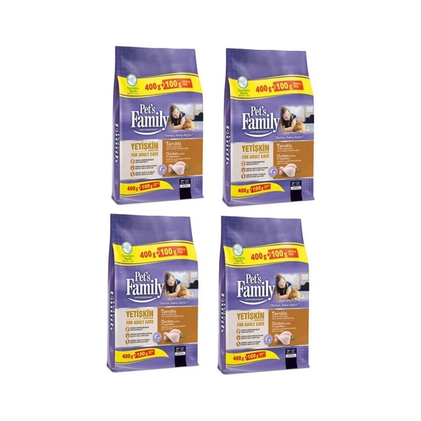 Premium Tavuklu Yetişkin Kedi Maması 500 gr x 4 Paket (Toplam 2000 gr) ürün görseli 1