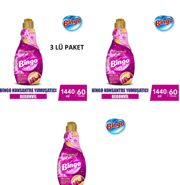 Bingo  Soft Konsantre Çamaşır Yumuşatıcısı Begonvil 1440 ml X 3 Adet ürün görseli 1