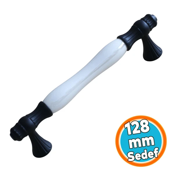 Mobilya Kulpları Kulpu Çekmece Dolap Mutfak Dolabı Kapak Kulbu Gerçek Sedef Kulpu Siyah 128 Mm ürün görseli 1