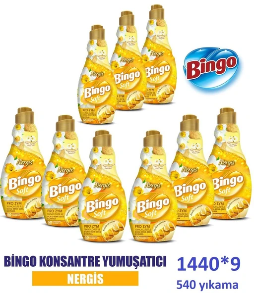 Bingo Konsantre Çamaşır Yumuşatıcısı Nergis 1440 ml x 9 Adet ürün görseli 1