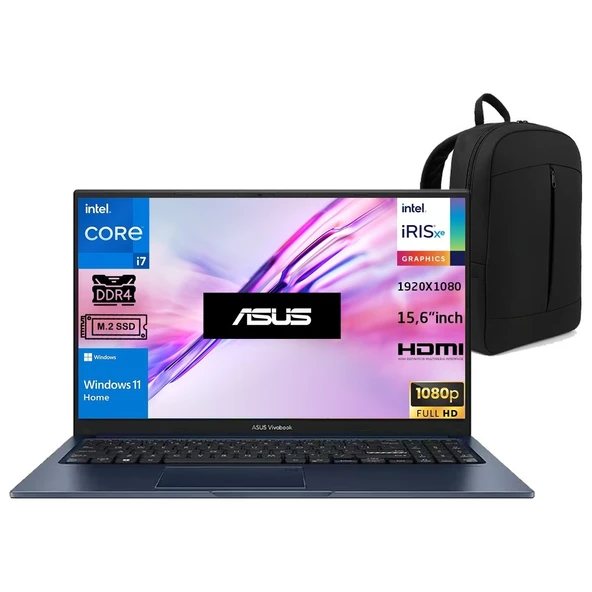 Vivobook 15 Core 7 150U 24 GB-512 GB Ssd-15.6'' Windows 11 Pro X1504VA-BQ5456 Snertech Çanta ürün görseli 1