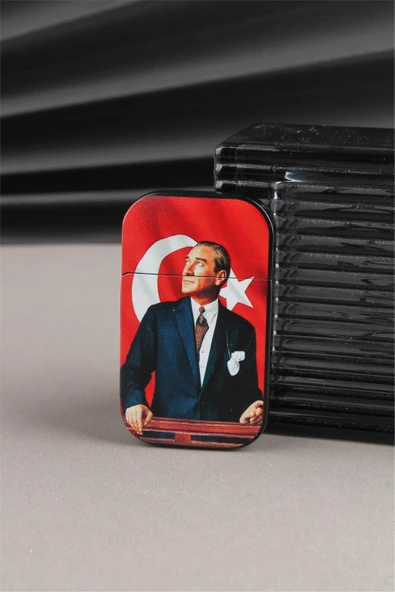 Silvio Monetti Mustafa Kemal Atatürk - Özel Tasarım Metal Çakmak - Gazlı Kapaklı Çakmak SM132TATA0006 ürün görseli 1