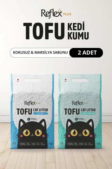 Reflex Plus Kokusuz & Marsilya Sabunu Kokulu Tofu Kedi Kumu 7L x 2 Adet ürün görseli 1