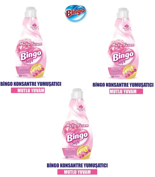 Bingo Bingo Soft Konsantre Çamaşır Yumuşatıcısı Mutlu Yuvam 1440 ml x 3 Adet ürün görseli 1