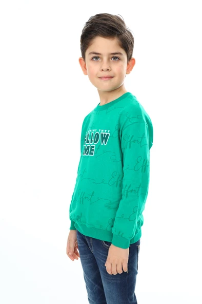 Toontoy Erkek Çocuk Relax Fit Bisiklet Yaka Düşük Omuz Baskılı Sweatshirt - 2 İplik ürün görseli 1