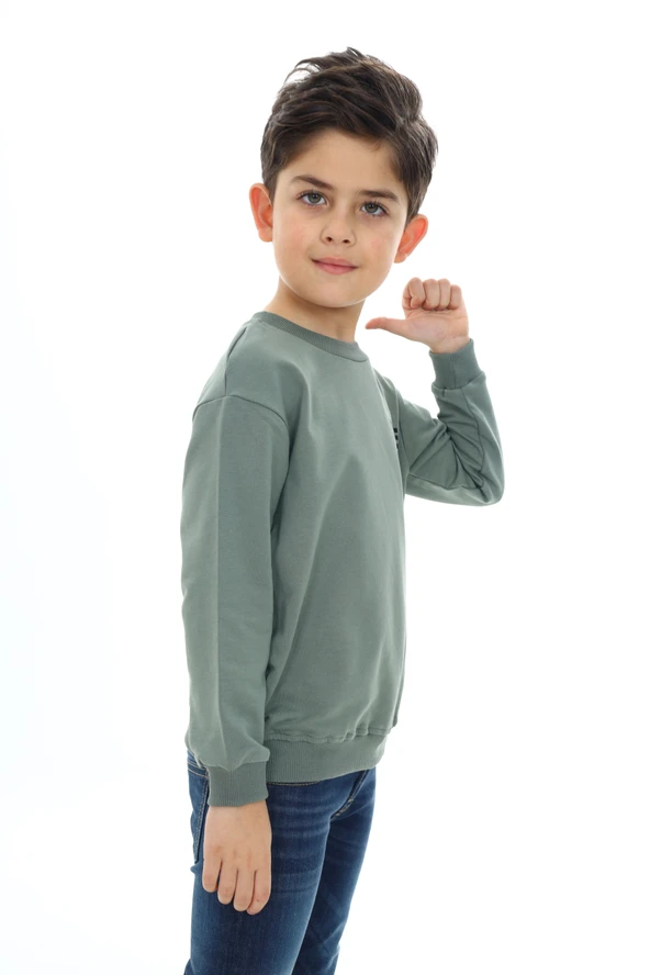 Toontoy Erkek Çocuk Relax Fit Bisiklet Yaka Hafif Düşük Omuz Baskılı Sweatshirt - 2 İplik ürün görseli 1
