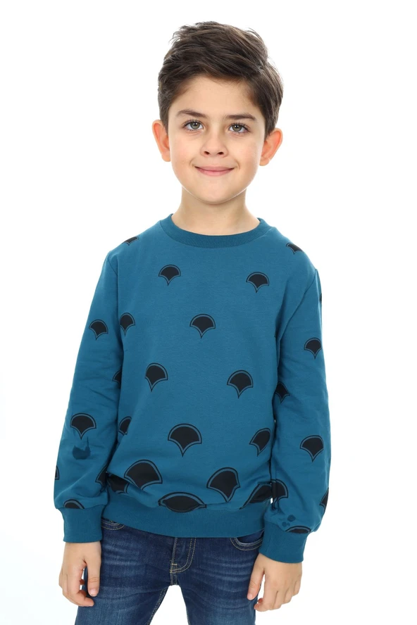 Toontoy Erkek Çocuk Relax Fit Bisiklet Yaka Baskılı Sweatshirt - 2 İplik ürün görseli 1