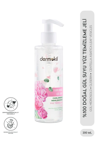 DERMOKİL 200 ML GÜL SUYU NEMLENDİRİCİ YÜZ JELİ ürün görseli 1
