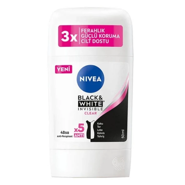 NIVEA STICK WOMEN BLACK&WHITE IINVISIBLE CLEAR 50 ML ürün görseli 1