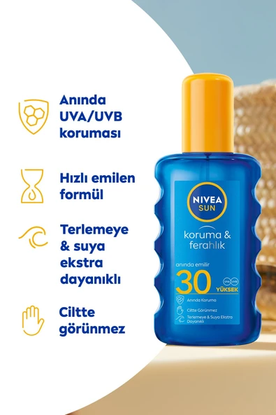 NİVEA SUN KORUMA VE FERAHLIK TRANSPARAN GÜNEŞ SPREYİ SPF30+ 200 ML ürün görseli 1