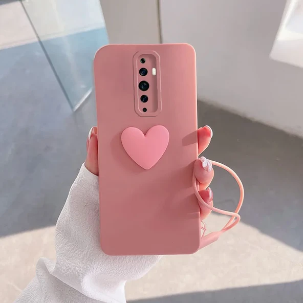 Zebana Oppo - Reno 2Z Zebana Kalpli Love Silikon Kılıf - Rose Gold ürün görseli 1