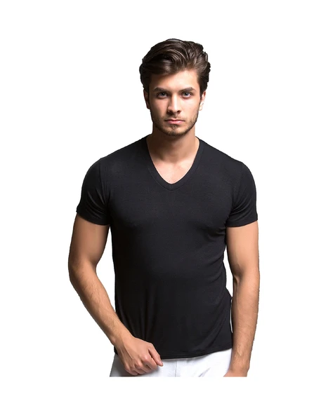Thermoform Heavy Yetıskin Kısa Kol V Yaka Fanila Siyah Hzt1028 R001 Siyah M ürün görseli 1