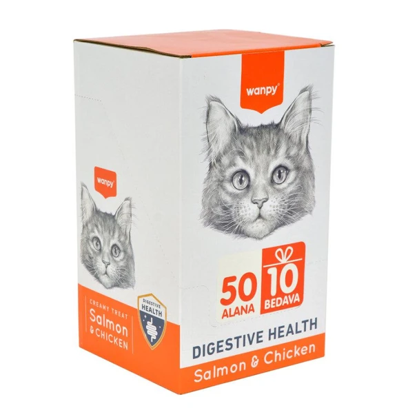 Wanpy  Somon Balığı Ve Tavuk Kedi Ödül 60X14 Gr ( Digestive Health ) 60'lı Kutu ürün görseli 1