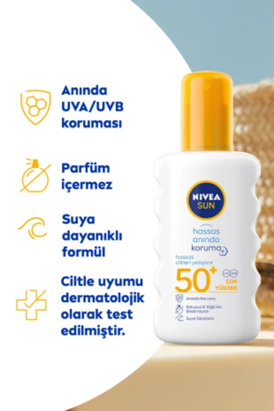NİVEA SUN HASSAS KORUMA GÜNEŞ SPREYİ KOKUSUZ 200 ML ürün görseli 1