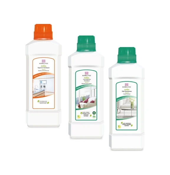 Biobellinda Yağ & Kir Temizleyici + Cam & Mobilya Temizleyici + Halı Şampuanı 3 x 750 ML ürün görseli 1