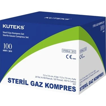KUTEKS GAZ  KOMPRES 7.5*7.5 100'LÜ ürün görseli 1