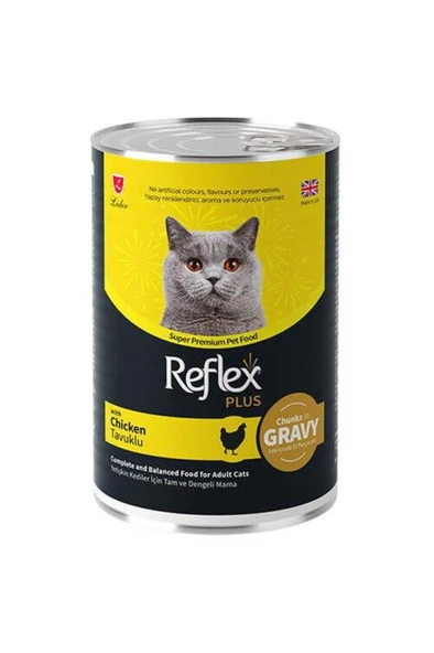 Reflex Plus Et Parçacıklı Tavuklu Yetişkin Kedi Konservesi 400 Gr ürün görseli 1